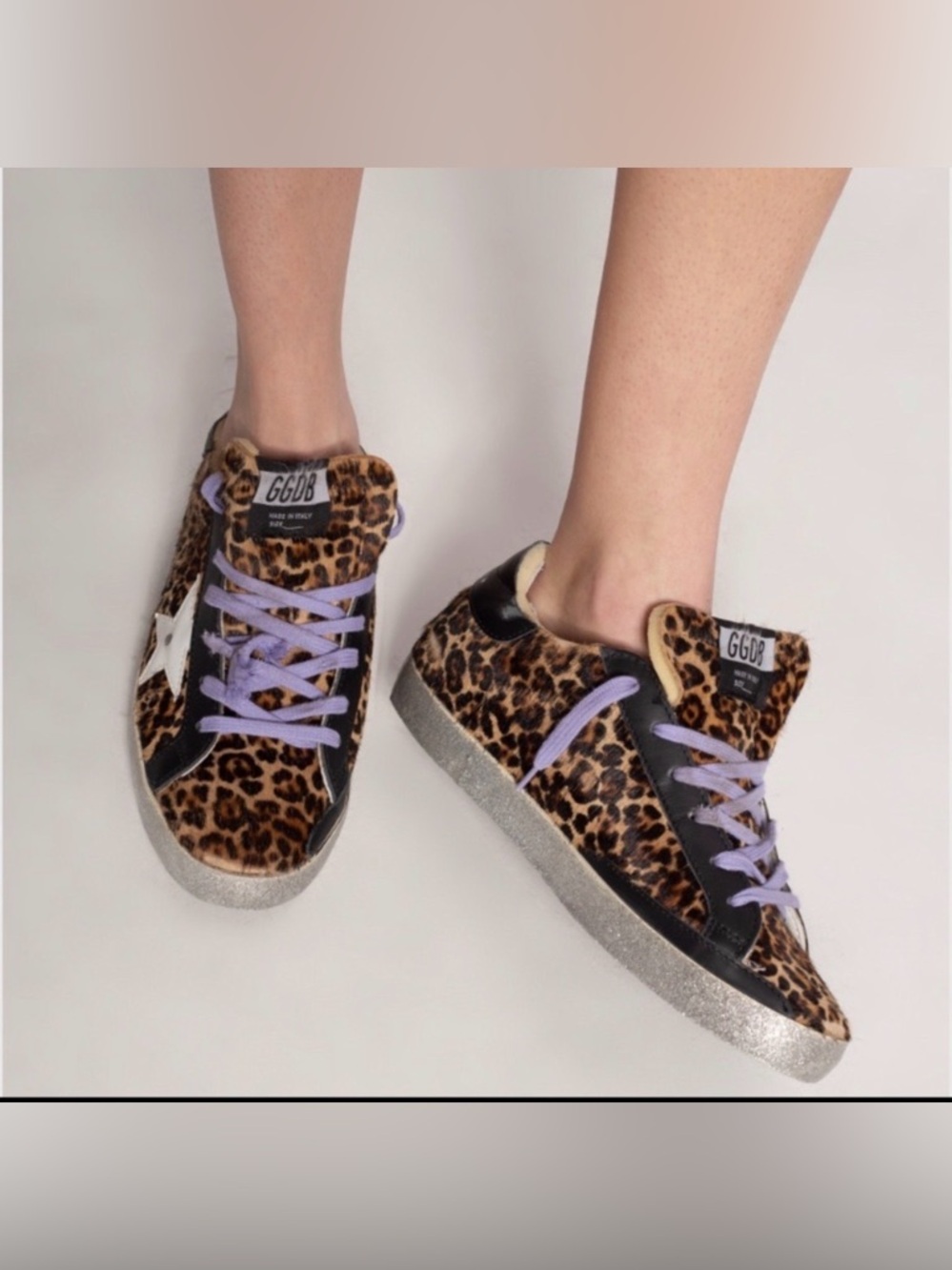 NIB Golden Goose Leopard Print Superstar Sneakers with Lilac
Laces Sz EU 36 US 6 - Picture 3 of 11